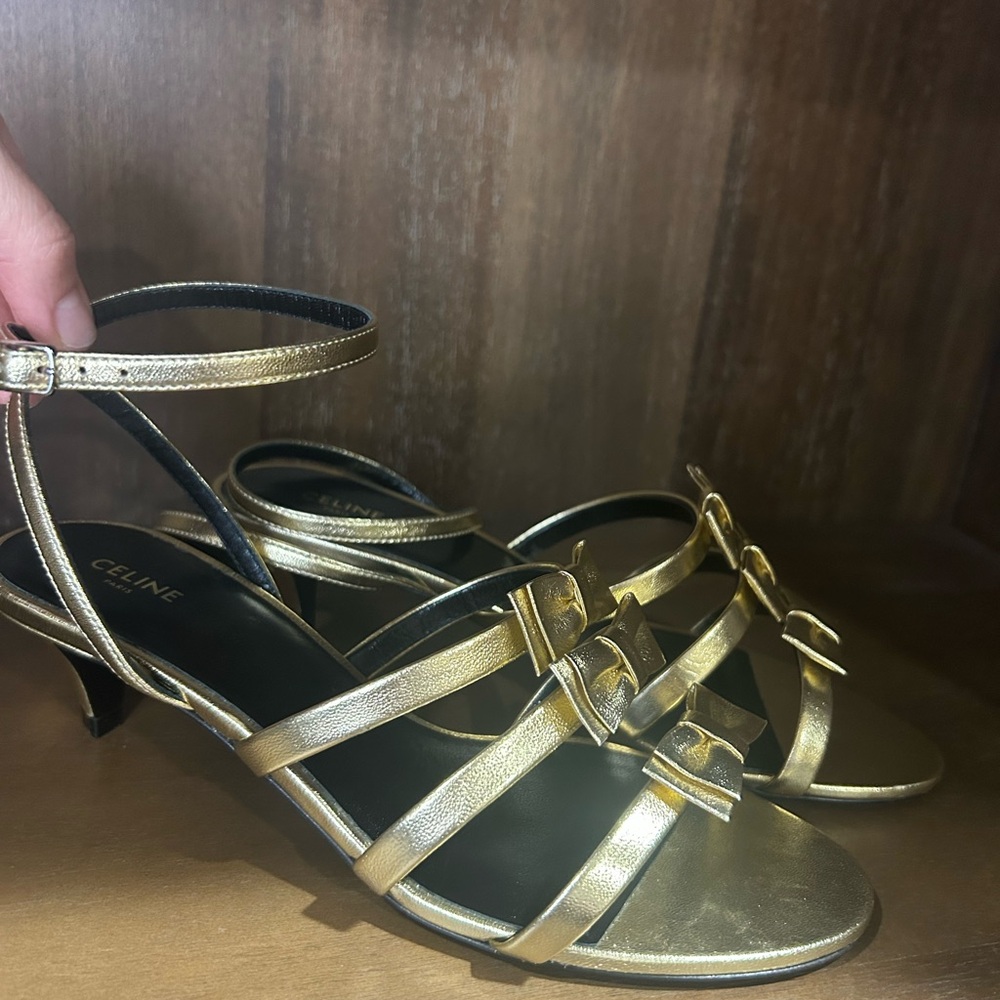 Celine Women's Gold Strappy Sandals